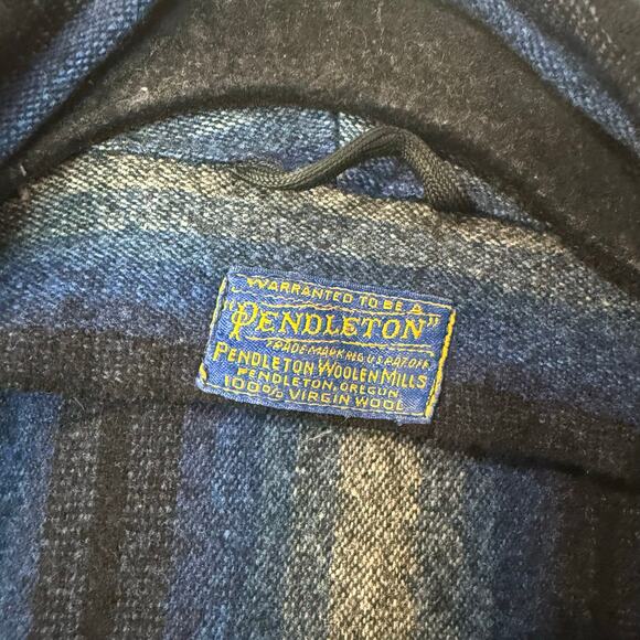 Pendleton Vintage Wool Robe Tie Waist Stripe Long Sleeve Blue Grey One Size - Picture 3 of 8